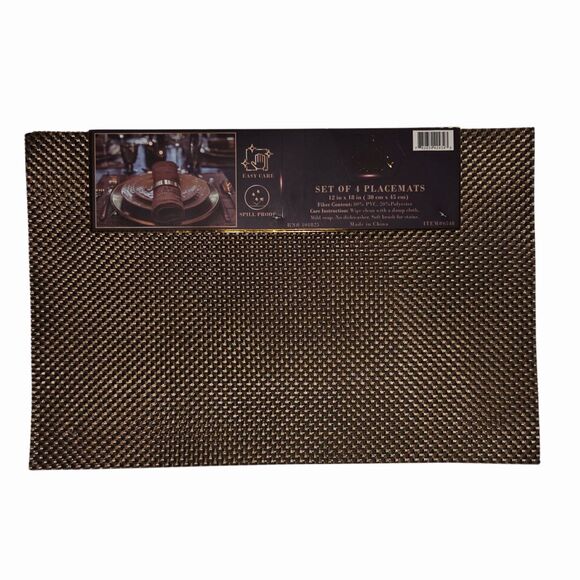 Dan River Set of 4 Rectangular Placemats Bronze Color PVC Woven Table Mats 12x18 - Picture 7 of 7